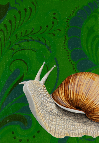 Snail  •  5&quot; x 7&quot; x .75&quot; depth  •  2019  •  Acrylic