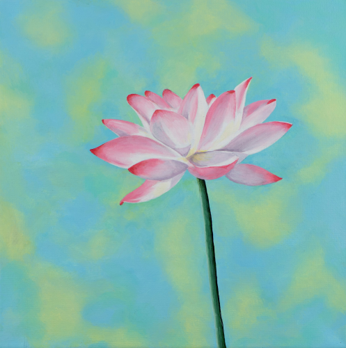 Pink Flower  •  12&quot;x 12&quot; x .75&quot;depth  •  2020  •  Oil
